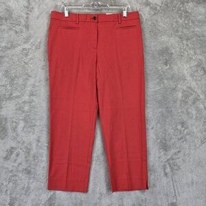 Ann Taylor Pants Womens 12 Petite Red The Crop Mid Rise Slim Leg Ankle Stretch